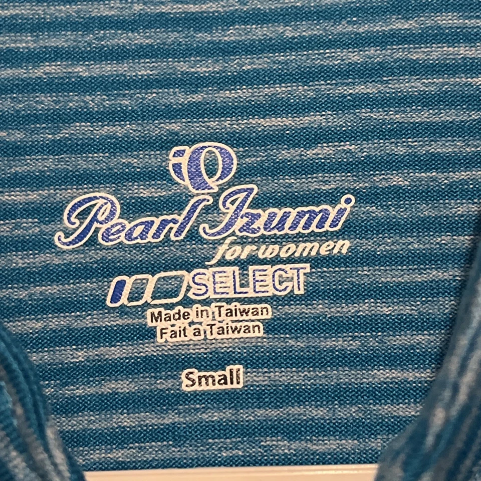 Camisa feminina Pearl Izumi manga curta listrada azul ciclismo zíper completo - Imagem 3 de 4