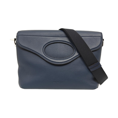 【Authentic】 BURBERRY Pocket Blue Leather Handbags (DDP)