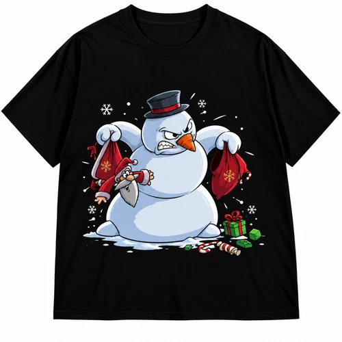 Funny Snowman Holiday Graphic Unisex Tee Winter Humor Ugly Christmas T-Shirt - product listing photo