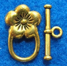 10Sets Tibetan Antique Gold FLOWER Toggle Clasps Connectors Jewelry Finding C150