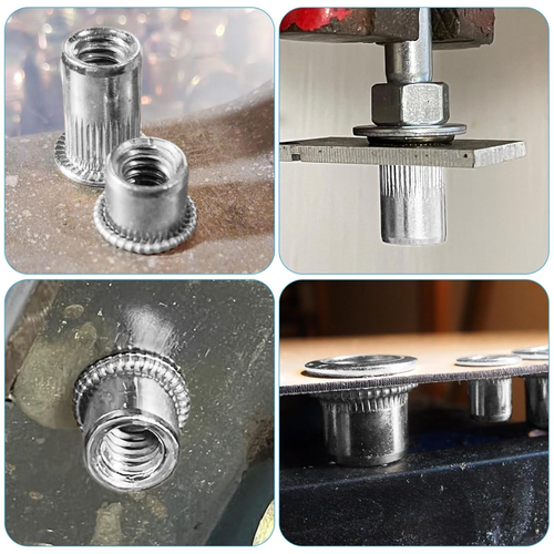 Tuerca de remache 5/16"-18, 50 piezas 304 acero inoxidable cabeza plana tuerca roscada inserto N - Imagen 3 de 12
