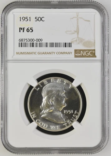 1951 Proof Franklin Half Dollar - NGC PF 65 - Looks Semi Cameo - BEAUTIFUL!