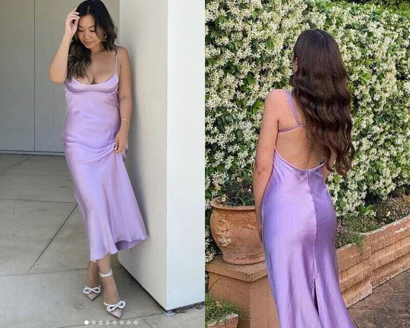 Zara satin kleid lila Outlet