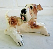 Vintage Dog Figurine Scottish Terrier Porcelain Made In Japan Scottie Tongue Out