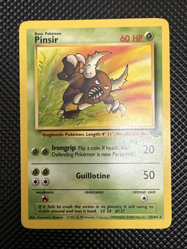 Pokemon Card - Pinsir 25/62 Non Holo Rare WOTC Vintage Jungle Set - Picture 1 of 10