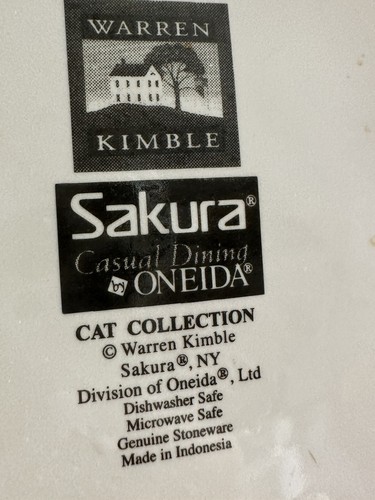 Oneida Cat Collection Salad Dessert Plate Set of 7 Warren Kimble 8.5” - Picture 10 of 24