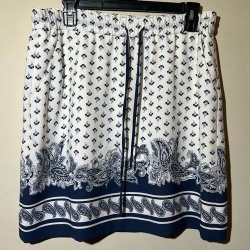 Ann Taylor Skirt Women S floral paisley midi pockets summer Elastic Waistband