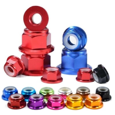M2 M2.5 M3 M4 M5 M6 M8 Alu Muttern Selbstsichernd mit Flansch (Farbig)