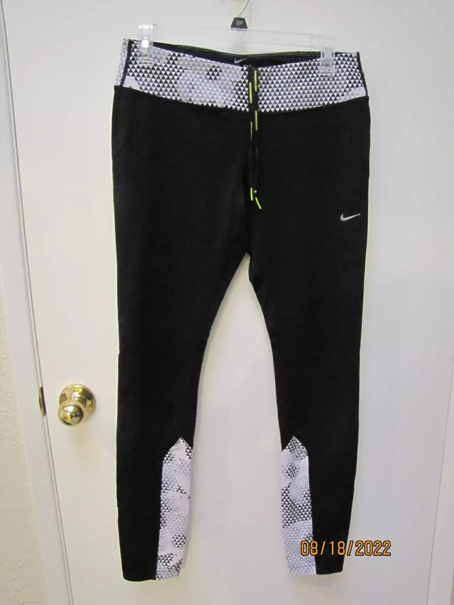 Nike Dri Fit Leggings Black Diamond Women's Back Zip Pocket