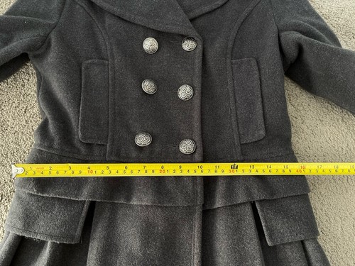 Women's Winter Button Long Trench Coat Jacket Parka Overcoat Teen Girls Charcoal - Picture 17 of 22