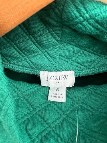 J. CREW | Women's Small Emerald Green Quilted Mock turtleneck Pullover Top NEW! - Picture 3 of 12