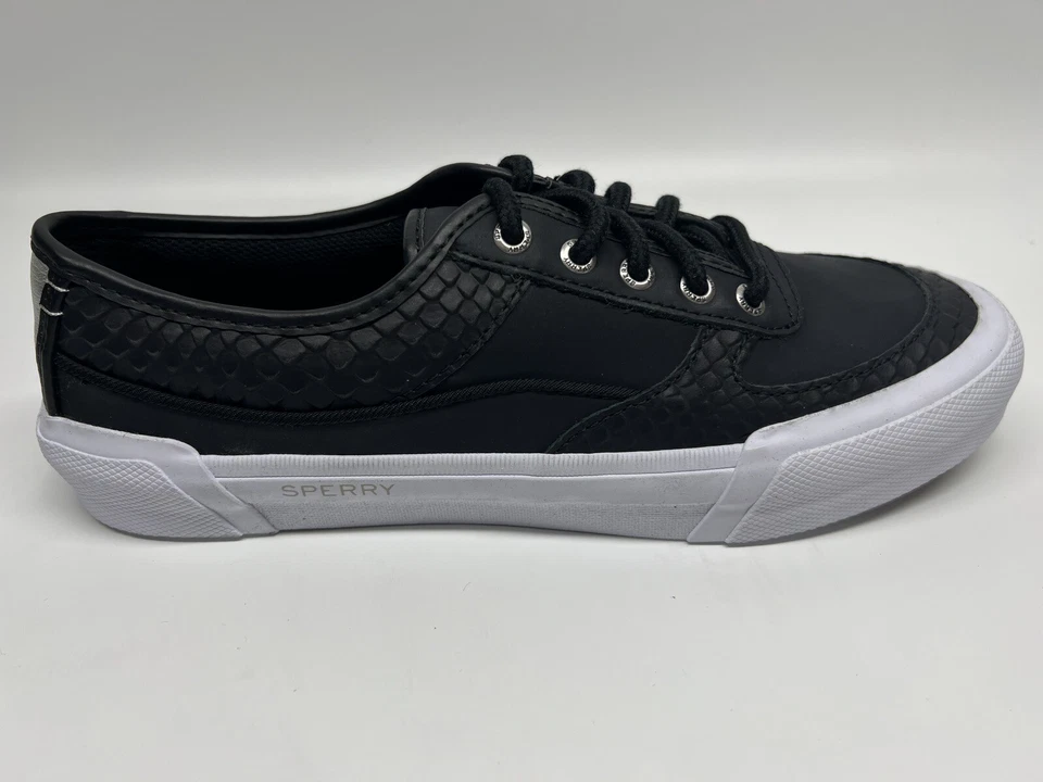Zapatillas informales Sperry para mujer 8,5 de cuero negro con cordones STS86635 Foto 3 de 4