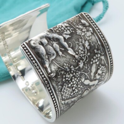 Tiffany & Co. Makers Angel Sterling Silver Wide Cuff Bangle Tiffany & Co. Makers Angel Sterling Silver Wide Cuff Bangle