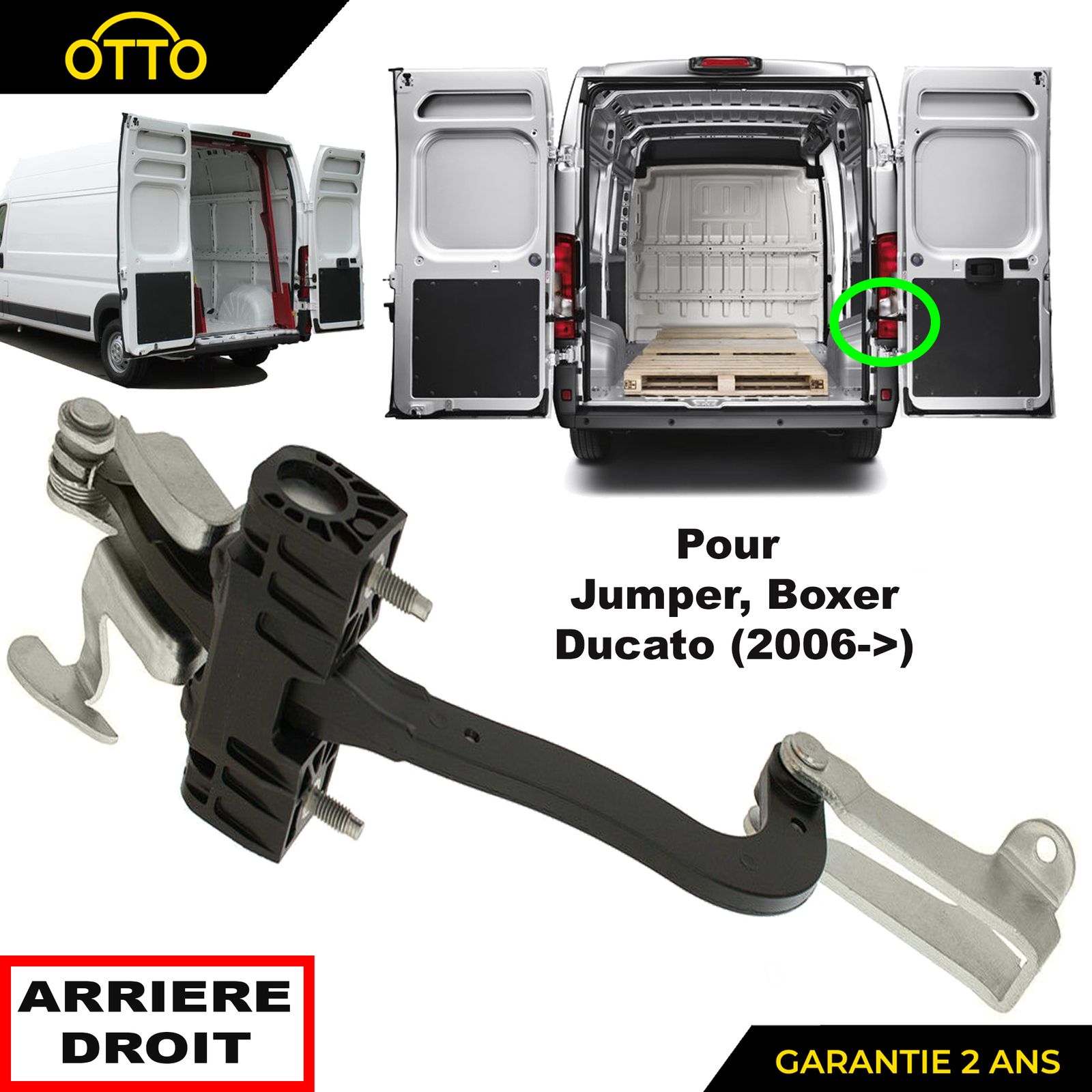 Limiteur de porte arrière droite 1613353780, composant anti-vent pour Jumper et Boxer