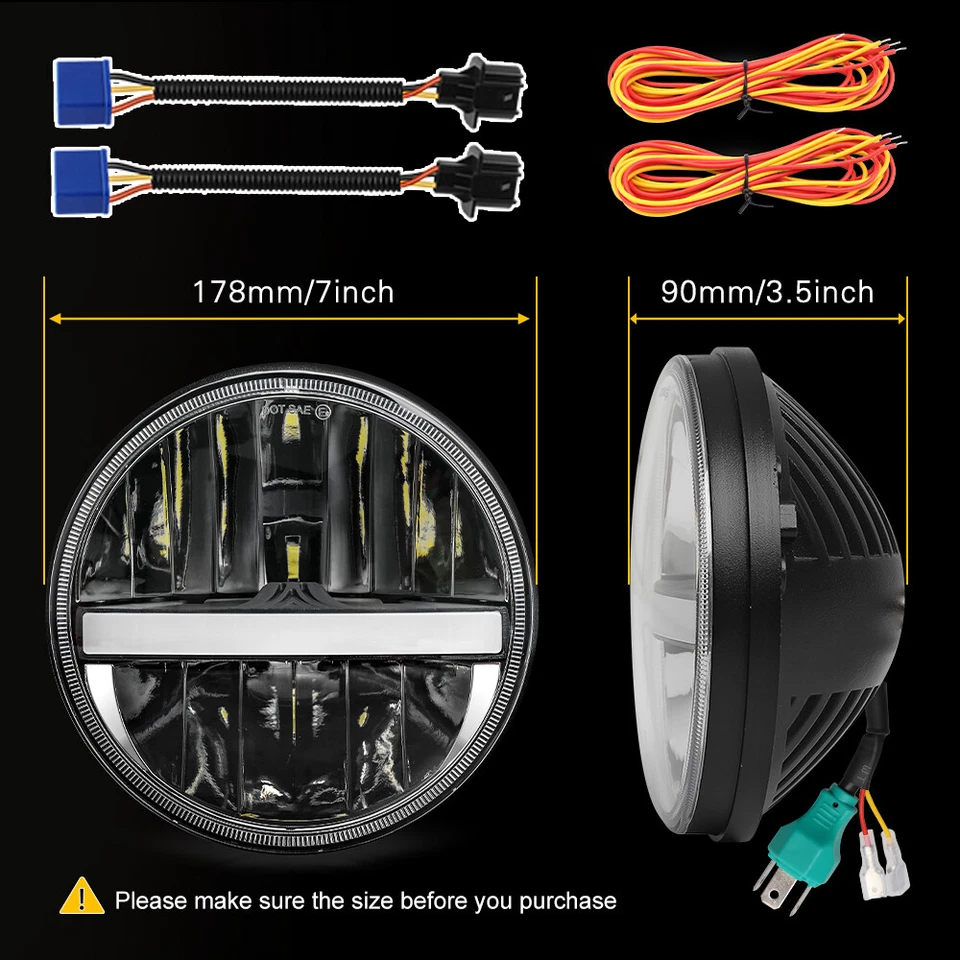 Pair 7 inch LED Headlights for 2009 - 2018 Wrangler Rubicon Sport Utility 2-Door - Image 2 of 4