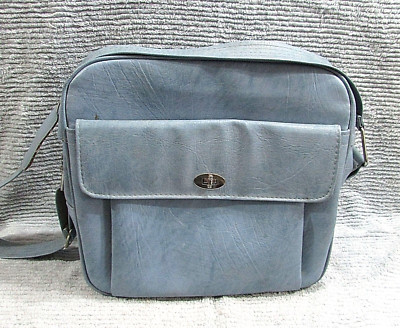 Retro Powder Blue Samsonite Profile Silhouette Luggage Vinyl Tote Shoulder Bag