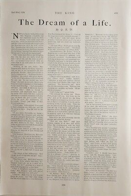 1904 PRINT ARTICLE - THE DREAM OF A LIFE - Q. E. D