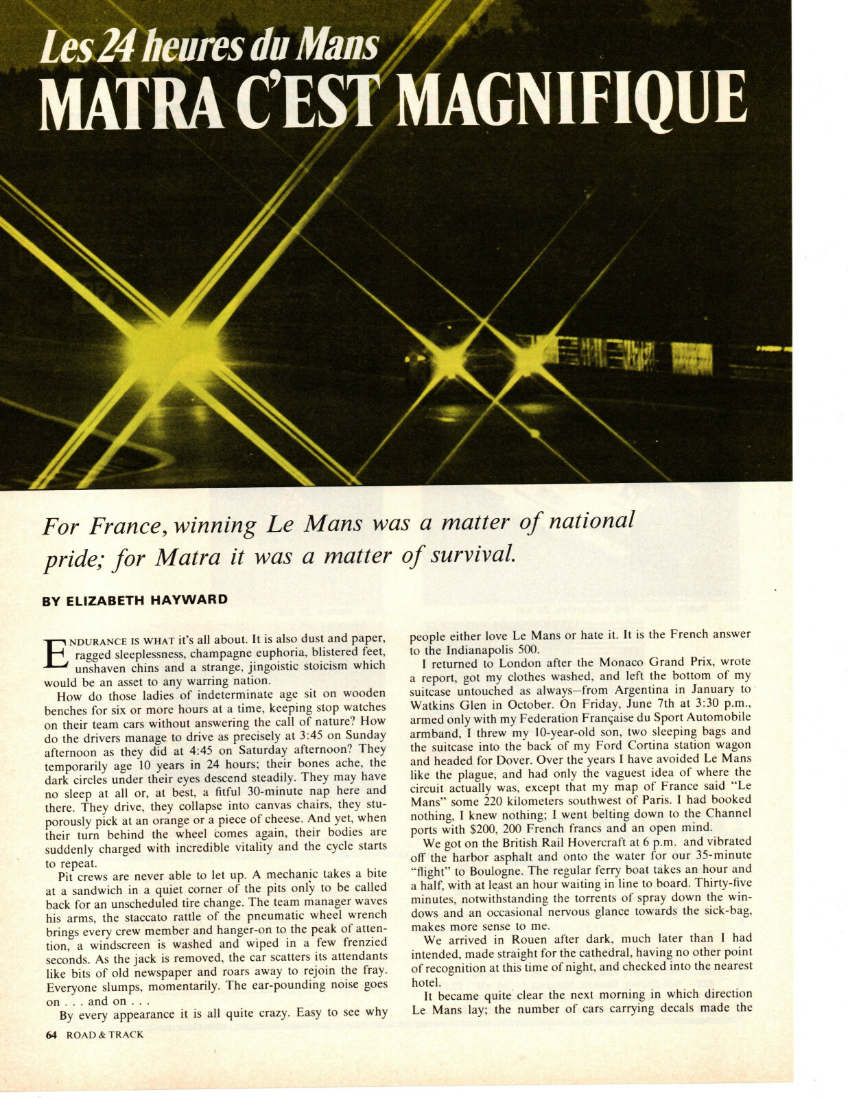 1973 24-HOURS OF LE MANS / PESCAROLO-LARROUSSE WINNER ~ ORIGINAL 5-PAGE ARTICLE