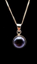 Mabe Pearl Pendant Necklace Sterling Silver Drop 18in Chain Something Blue