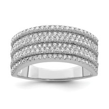 Silver CZ Wide Band Ring QR7112