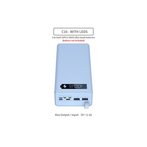 5W/10W Wireless Power Bank Case DIY Battery Box per 16 Slot 18650 Li-ion Battery - Picture 16 of 26
