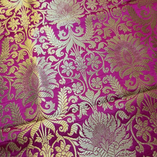 Floral Gold Leaf Damask Metallic Brocade Fabric Dress Craft Quilting Material 44 - Picture 51 of 90