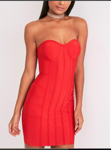 plt red bandage dress