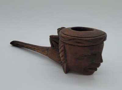 Vintage Estate Find Wood Carved Face Pipe