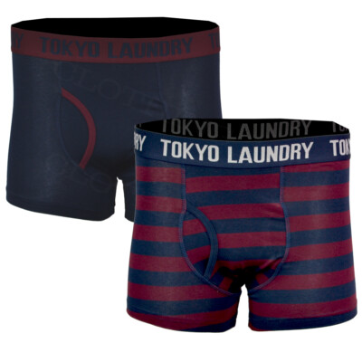 Boxershorts Herren Set Tokyo Laundry Boxershorts 2er Pack Herren – Aus Cotton Rich Stretch, In Größen S-XXL, Mit Streifen Oder Uni Toilettenpapier 2 Lagig