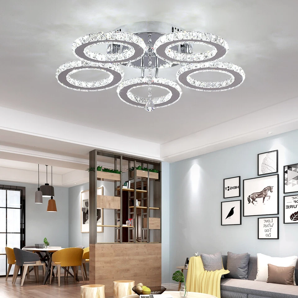 Lampadario Cristallo Plafoniera LED a soffitto a sospensione moderno 30/50w A+++ - Immagine 4 di 4