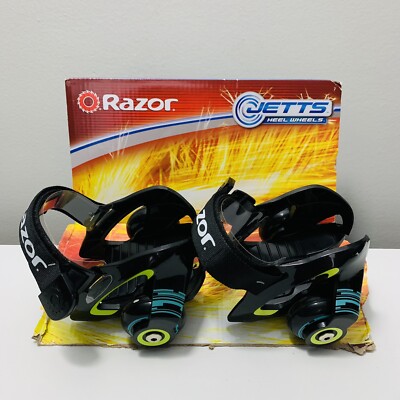 Razor Jetts Heel Wheels Sparking Shoe Fitting Heel Skates Kids 8+ *READ