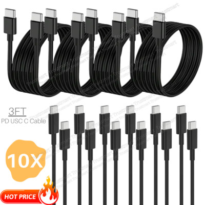 10-Pack Type USB-C To Type-C Cable Fast PD Charger Lot For Samsung Charging Cord