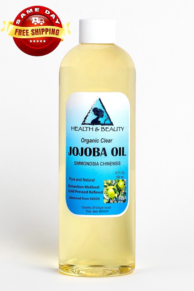 Organic Cold-Pressed 100% Pure Jojoba Oil by H&B Oils Center 36 oz Premium Clear
