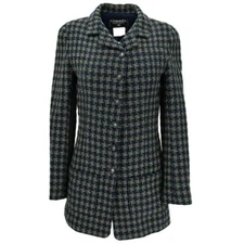 Chanel Single Breasted Jacket Navy 95A #36 182931