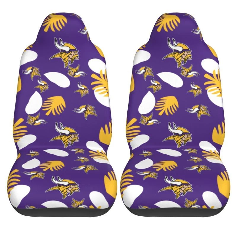 2pcs Minnesota Vikings Elastic Car Seat Covers Car Front Rear Protectors Decor