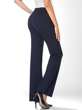 Hotime Women's Stretchy Bootcut Dress Pants with Pockets XXL Navy Blue