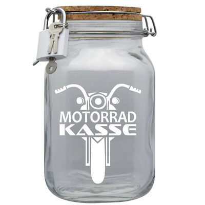 Spardose Geld Geschenk Motorrad Kasse Transparent Größe XL 2 Liter