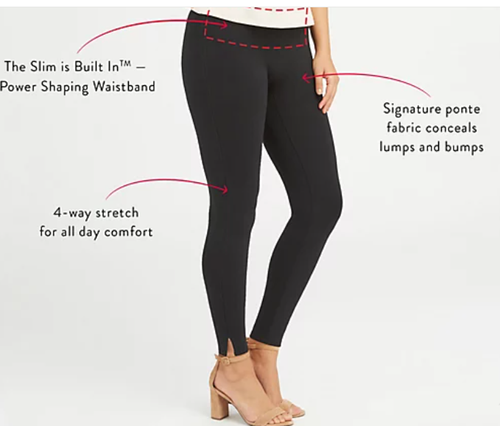 Ankle Length Ponte Hem Slit Leggings 