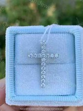 1.90Ct Round Cut D/VVS1 Diamond Cross Pendant 14K White Gold Finish