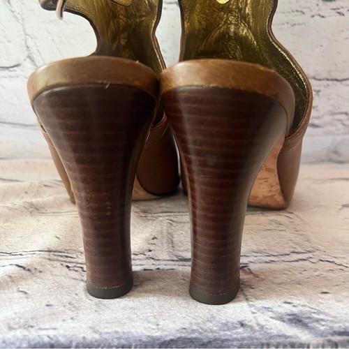 Johnston & Murphy Women's Brown Leather Ankle Peep Toe Heels Size 8 - Picture 4 of 11