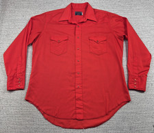Vintage Wrangler Pearl Snap Shirt Mens XL 17x34 Red Western Long Tails USA 70s