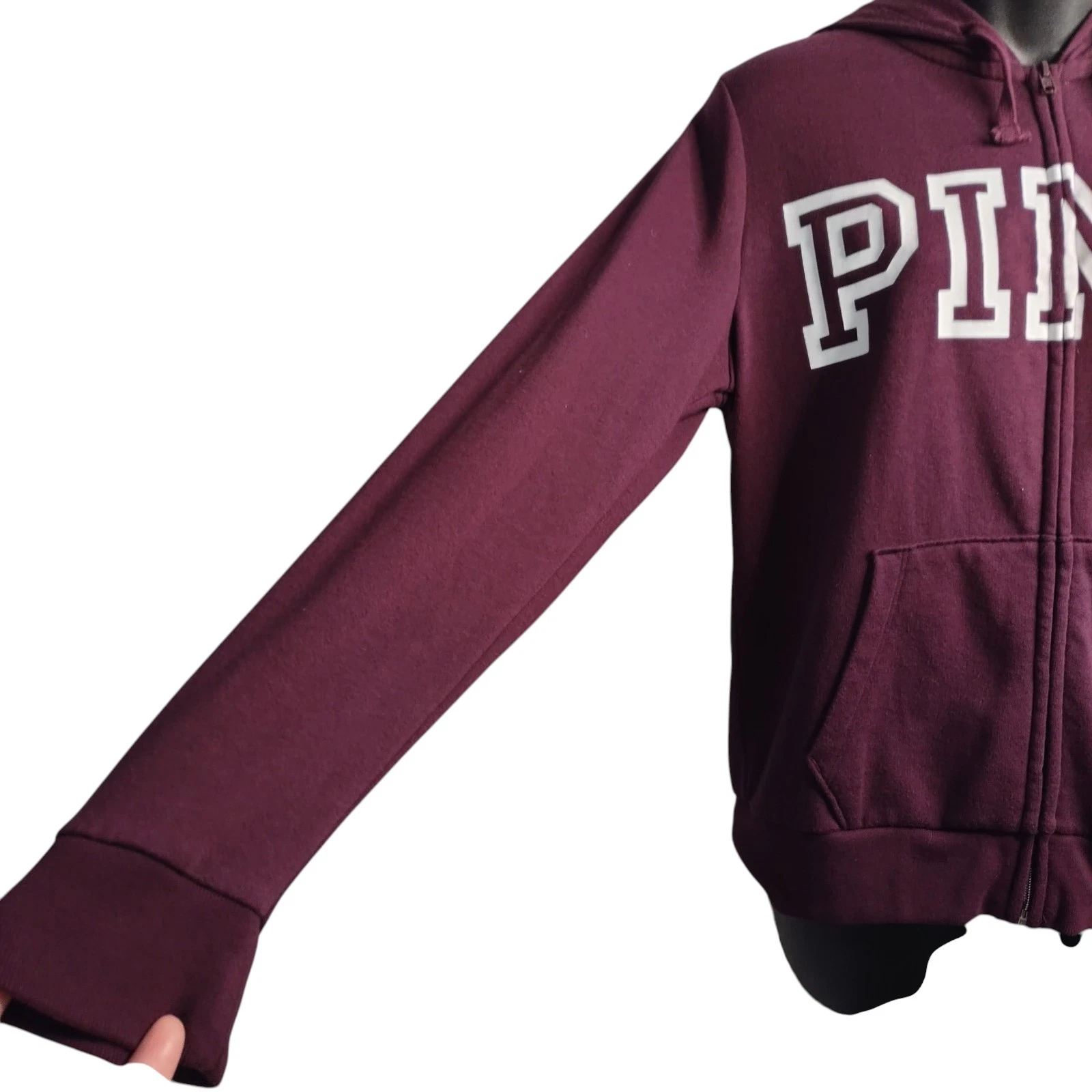 UNDERCOVER Giacca donna rosa Victoria’s Secret bordeaux full zip con cappuccio tasche taglia M