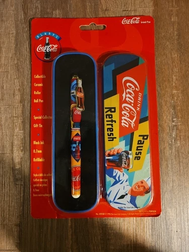 Vintage 1996 Coca Cola Ceramic Collectible Roller Ball Pen w/ Case