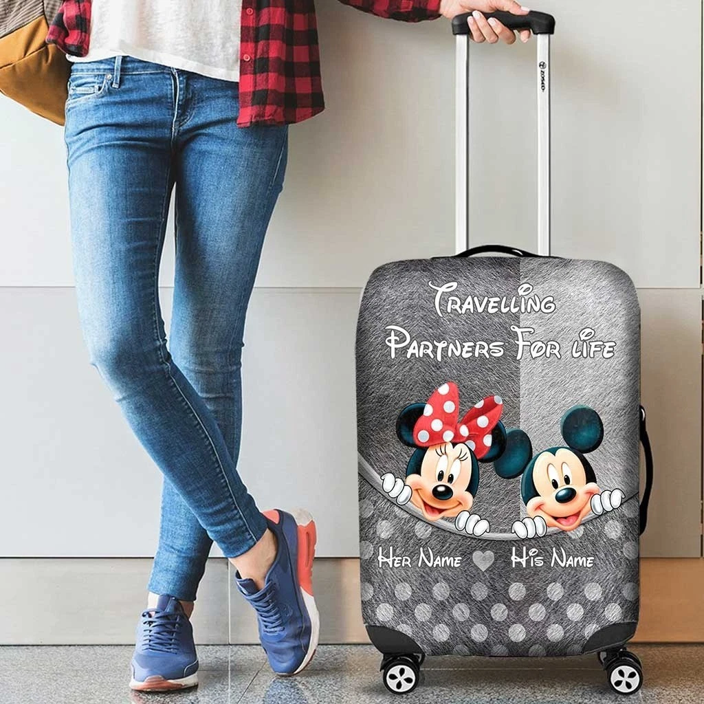 Personalized Mickey Minnie Couple Luggage Cover