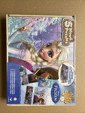 NEW Disney Frozen 5 Wood Puzzles w/Storage Box Tray Elsa Anna Educational Puzzle