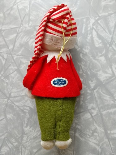 5" Vintage Christmas Flocked Felt Snowbaby Snowman Ornament Japan With Tag - Picture 2 of 9