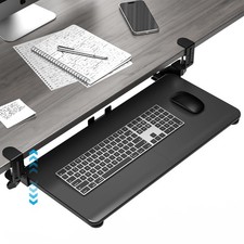 Keyboard Tray Under Desk, Pull Out Keyboard  Mouse Tray with Adjustable C-clamp