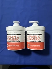 2x Advanced Clinicals Vitamin C Turmeric Brightening Cream 15oz Face Body New