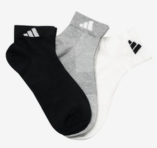Adidas Men SPW Ankle Pairs Socks White Gray 3PP Run Athletic Casual Sock JC9268