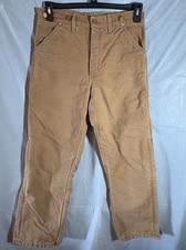 Vtg Carhartt Overalls Work Pants 32x30 Quilted Lined Zip Legs Brown Canvas USA